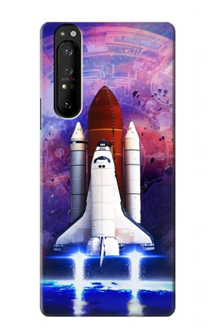 S3913 カラフルな星雲スペースシャトル Colorful Nebula Space Shuttle Sony Xperia 1 III バックケース、フリップケース・カバー