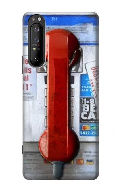 S3925 コラージュヴィンテージ公衆電話 Collage Vintage Pay Phone Sony Xperia 1 II バックケース、フリップケース・カバー