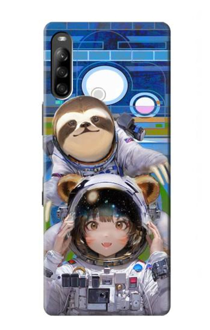 S3915 アライグマの女子 赤ちゃんナマケモノ宇宙飛行士スーツ Raccoon Girl Baby Sloth Astronaut Suit Sony Xperia L4 バックケース、フリップケース・カバー