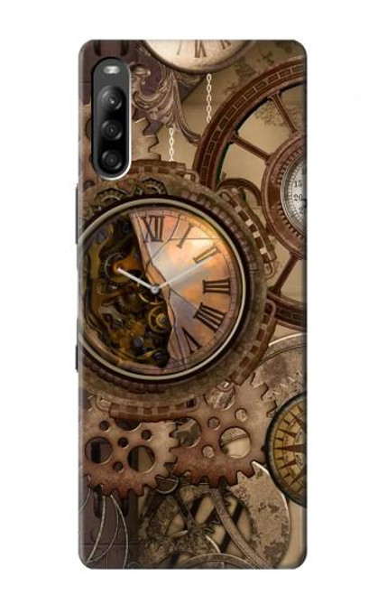 S3927 コンパスクロックゲージスチームパンク Compass Clock Gage Steampunk Sony Xperia L4 バックケース、フリップケース・カバー