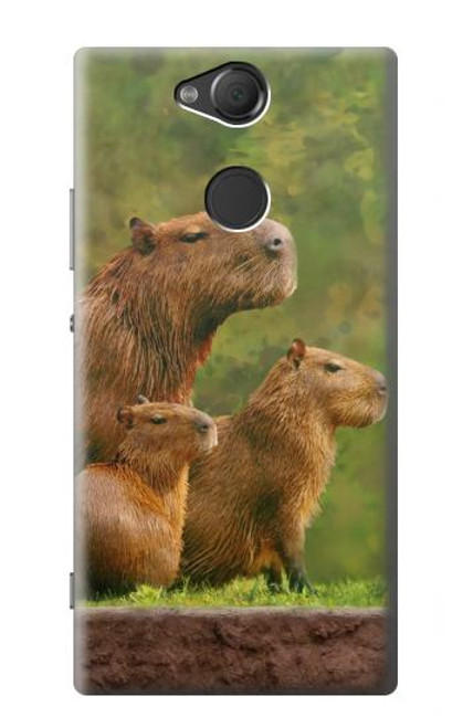 S3917 カピバラの家族 巨大モルモット Capybara Family Giant Guinea Pig Sony Xperia XA2 バックケース、フリップケース・カバー