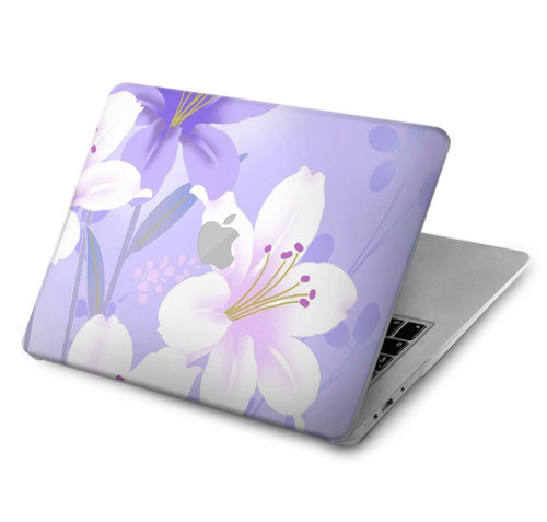 S2361 紫の花 Purple White Flowers MacBook Air 15″ (2023,2024) - A2941, A3114 ケース・カバー