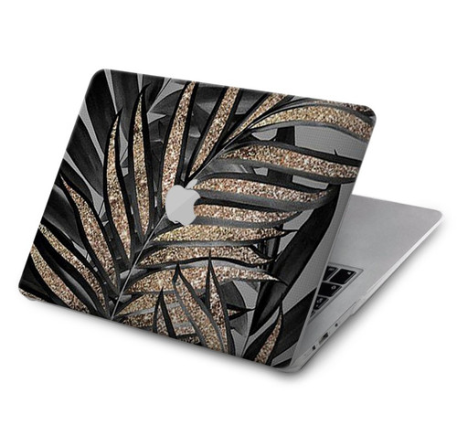 S3692 灰色の黒いヤシの葉 Gray Black Palm Leaves MacBook Air 15″ (2023,2024) - A2941, A3114 ケース・カバー