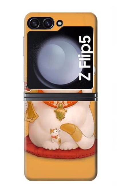 S1217 マネキネコ Maneki Neko Lucky Cat Samsung Galaxy Z Flip 5 バックケース、フリップケース・カバー
