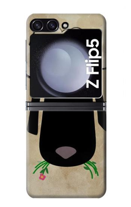 S2826 眠えない黒い羊 Cute Cartoon Unsleep Black Sheep Samsung Galaxy Z Flip 5 バックケース、フリップケース・カバー