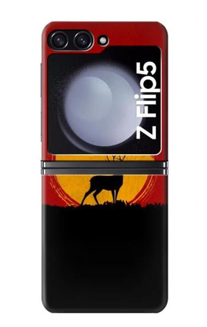 S3513 鹿の夕日 Deer Sunset Samsung Galaxy Z Flip 5 バックケース、フリップケース・カバー