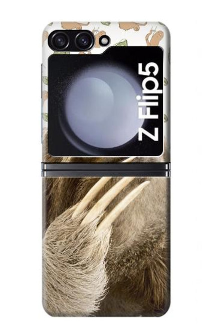 S3559 ナマケモノ Sloth Pattern Samsung Galaxy Z Flip 5 バックケース、フリップケース・カバー