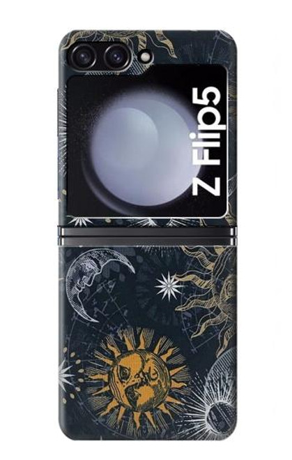 S3702 月と太陽 Moon and Sun Samsung Galaxy Z Flip 5 バックケース、フリップケース・カバー