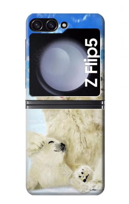 S3794 北極シロクマはシールに恋するペイント Arctic Polar Bear and Seal Paint Samsung Galaxy Z Flip 5 バックケース、フリップケース・カバー
