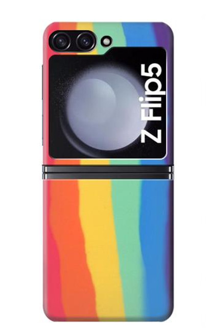 S3799 かわいい縦水彩レインボー Cute Vertical Watercolor Rainbow Samsung Galaxy Z Flip 5 バックケース、フリップケース・カバー