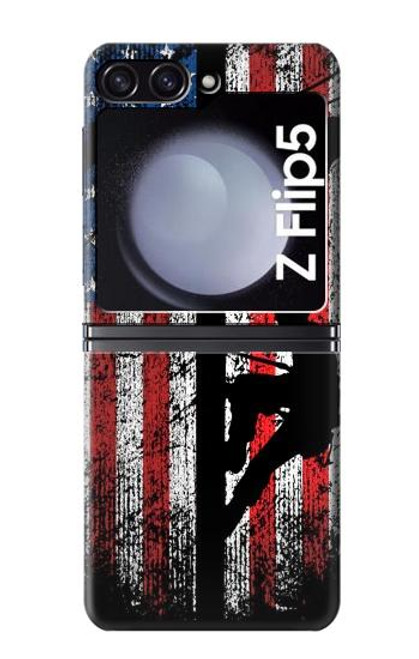 S3803 電気技師ラインマンアメリカ国旗 Electrician Lineman American Flag Samsung Galaxy Z Flip 5 バックケース、フリップケース・カバー