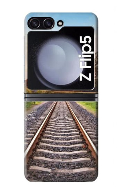 S3866 鉄道直線線路 Railway Straight Train Track Samsung Galaxy Z Flip 5 バックケース、フリップケース・カバー