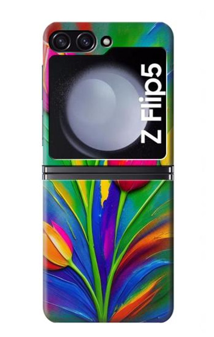 S3926 カラフルなチューリップの油絵 Colorful Tulip Oil Painting Samsung Galaxy Z Flip 5 バックケース、フリップケース・カバー