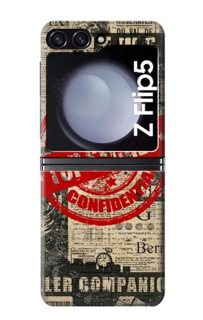 S3937 テキスト トップ シークレット アート ヴィンテージ Text Top Secret Art Vintage Samsung Galaxy Z Flip 5 バックケース、フリップケース・カバー