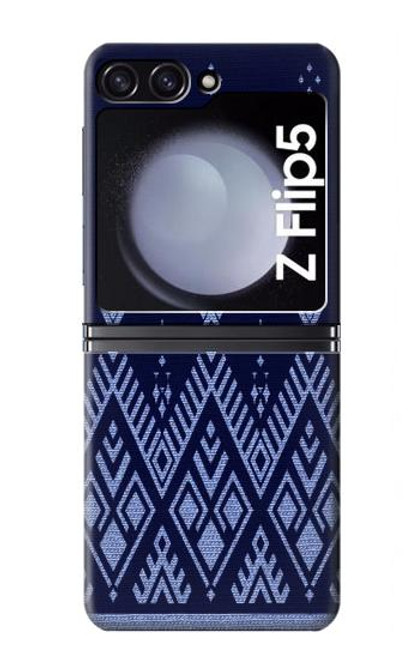 S3950 テキスタイル タイ ブルー パターン Textile Thai Blue Pattern Samsung Galaxy Z Flip 5 バックケース、フリップケース・カバー