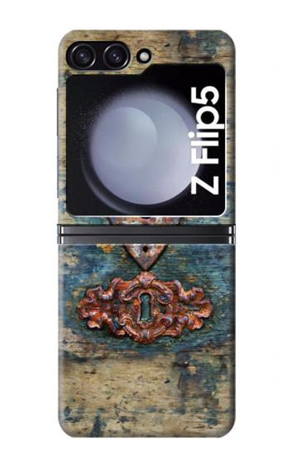 S3955 ヴィンテージ鍵穴ウェザードア Vintage Keyhole Weather Door Samsung Galaxy Z Flip 5 バックケース、フリップケース・カバー