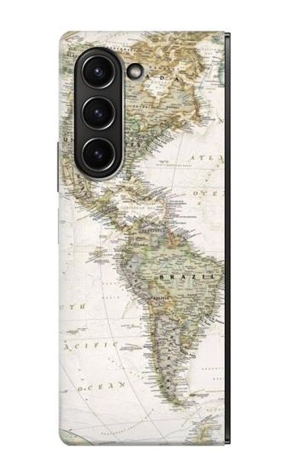 S0604 世界地図 World Map Samsung Galaxy Z Fold 5 バックケース、フリップケース・カバー