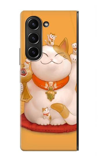 S1217 マネキネコ Maneki Neko Lucky Cat Samsung Galaxy Z Fold 5 バックケース、フリップケース・カバー