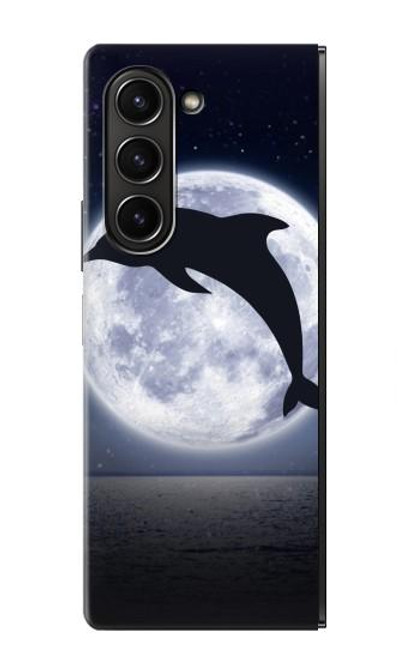 S3510 ドルフィン Dolphin Moon Night Samsung Galaxy Z Fold 5 バックケース、フリップケース・カバー