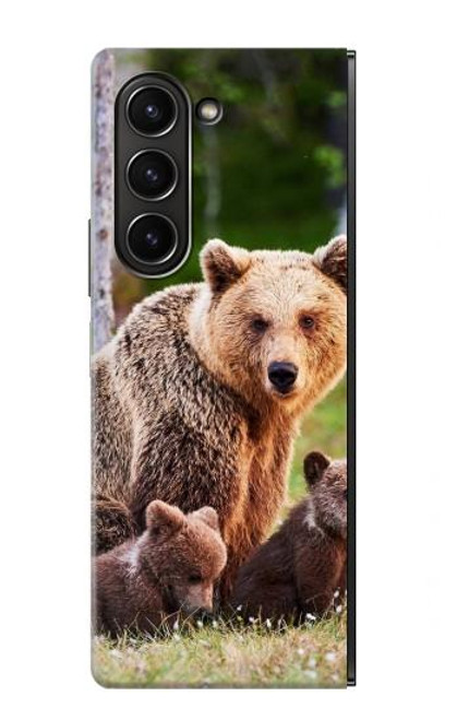 S3558 くまの家族 Bear Family Samsung Galaxy Z Fold 5 バックケース、フリップケース・カバー