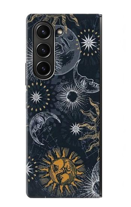 S3702 月と太陽 Moon and Sun Samsung Galaxy Z Fold 5 バックケース、フリップケース・カバー