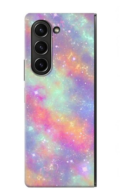 S3706 パステルレインボーギャラクシーピンクスカイ Pastel Rainbow Galaxy Pink Sky Samsung Galaxy Z Fold 5 バックケース、フリップケース・カバー