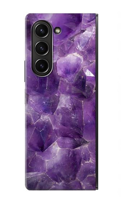 S3713 パープルクォーツアメジストグラフィックプリント Purple Quartz Amethyst Graphic Printed Samsung Galaxy Z Fold 5 バックケース、フリップケース・カバー