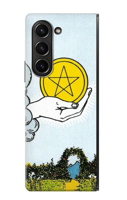 S3722 タロットカードペンタクルコインのエース Tarot Card Ace of Pentacles Coins Samsung Galaxy Z Fold 5 バックケース、フリップケース・カバー