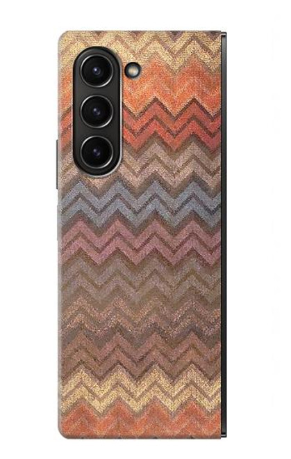 S3752 ジグザグ生地パターングラフィックプリント Zigzag Fabric Pattern Graphic Printed Samsung Galaxy Z Fold 5 バックケース、フリップケース・カバー