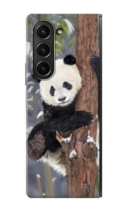 S3793 かわいい赤ちゃん雪パンダのペイント Cute Baby Panda Snow Painting Samsung Galaxy Z Fold 5 バックケース、フリップケース・カバー