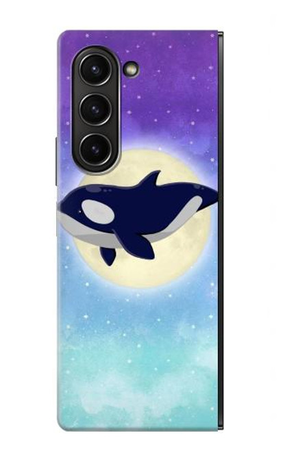 S3807 キラーホエールオルカ月パステルファンタジー Killer Whale Orca Moon Pastel Fantasy Samsung Galaxy Z Fold 5 バックケース、フリップケース・カバー