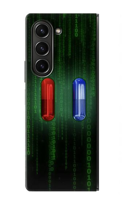 S3816 赤い丸薬青い丸薬カプセル Red Pill Blue Pill Capsule Samsung Galaxy Z Fold 5 バックケース、フリップケース・カバー