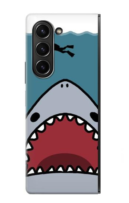 S3825 漫画のサメの海のダイビング Cartoon Shark Sea Diving Samsung Galaxy Z Fold 5 バックケース、フリップケース・カバー