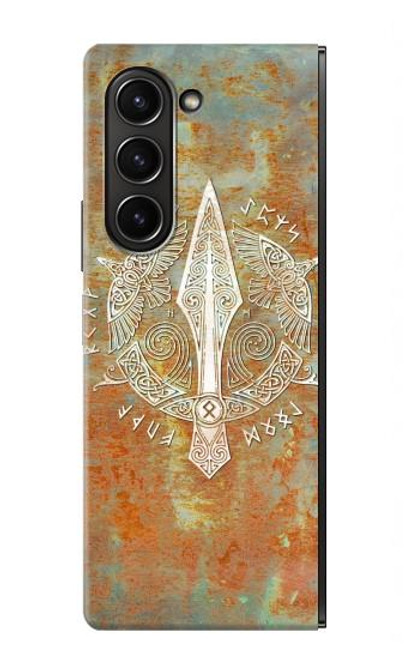 S3827 オーディン北欧バイキングシンボルのグングニル槍 Gungnir Spear of Odin Norse Viking Symbol Samsung Galaxy Z Fold 5 バックケース、フリップケース・カバー