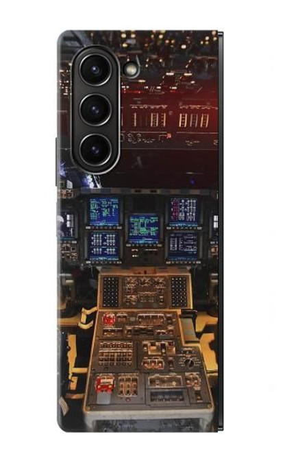 S3836 飛行機のコックピット Airplane Cockpit Samsung Galaxy Z Fold 5 バックケース、フリップケース・カバー