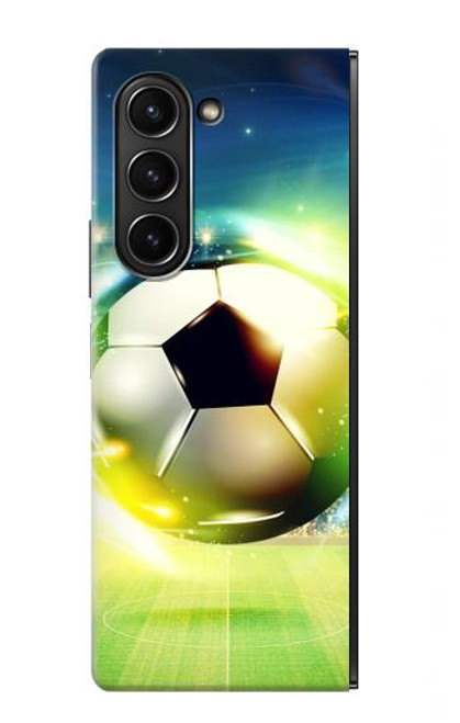 S3844 輝くサッカー サッカーボール Glowing Football Soccer Ball Samsung Galaxy Z Fold 5 バックケース、フリップケース・カバー