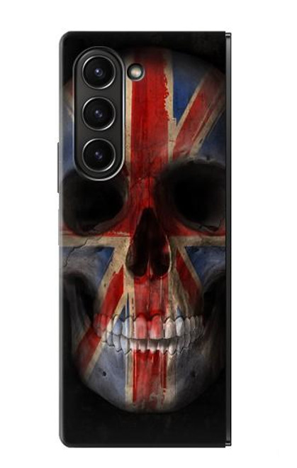 S3848 イギリスの旗の頭蓋骨 United Kingdom Flag Skull Samsung Galaxy Z Fold 5 バックケース、フリップケース・カバー