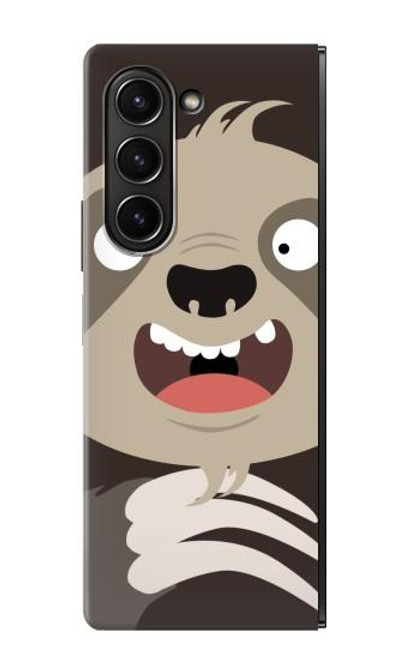 S3855 ナマケモノの顔の漫画 Sloth Face Cartoon Samsung Galaxy Z Fold 5 バックケース、フリップケース・カバー