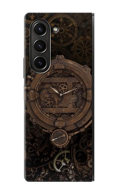 S3902 スチーム パンクなクロック ギア Steampunk Clock Gear Samsung Galaxy Z Fold 5 バックケース、フリップケース・カバー