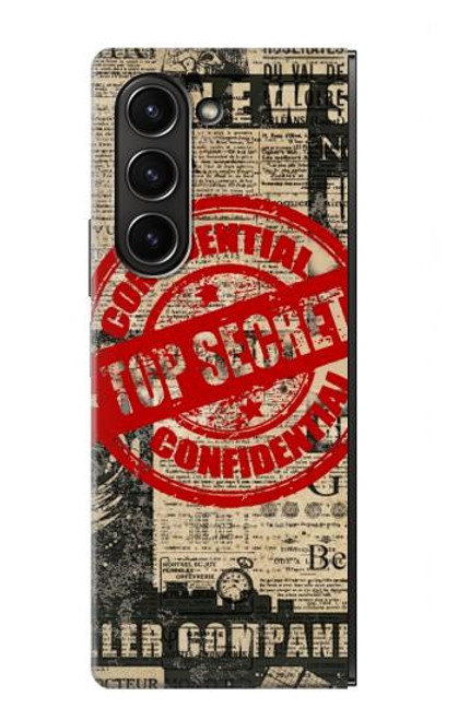 S3937 テキスト トップ シークレット アート ヴィンテージ Text Top Secret Art Vintage Samsung Galaxy Z Fold 5 バックケース、フリップケース・カバー