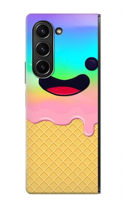 S3939 アイスクリーム キュートな笑顔 Ice Cream Cute Smile Samsung Galaxy Z Fold 5 バックケース、フリップケース・カバー