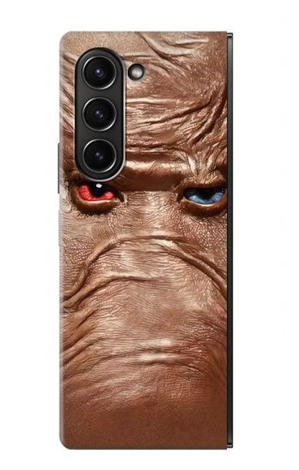 S3940 レザーマッドフェイスグラフィックペイント Leather Mad Face Graphic Paint Samsung Galaxy Z Fold 5 バックケース、フリップケース・カバー