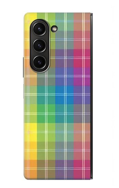 S3942 LGBTQ レインボーチェック柄タータンチェック LGBTQ Rainbow Plaid Tartan Samsung Galaxy Z Fold 5 バックケース、フリップケース・カバー