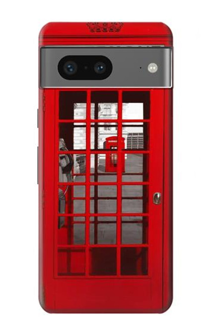 S0058 ロンドン〔イギリス〕の赤い電話ボックス Classic British Red Telephone Box Google Pixel 7a バックケース、フリップケース・カバー