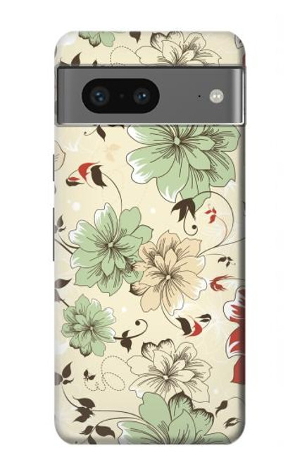 S2179 ヴィンテージ花のパターン Flower Floral Vintage Art Pattern Google Pixel 7a バックケース、フリップケース・カバー
