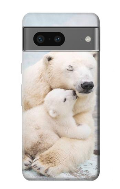 S3373 シロクマ抱擁家族 Polar Bear Hug Family Google Pixel 7a バックケース、フリップケース・カバー