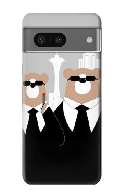 S3557 黒いスーツのクマ Bear in Black Suit Google Pixel 7a バックケース、フリップケース・カバー