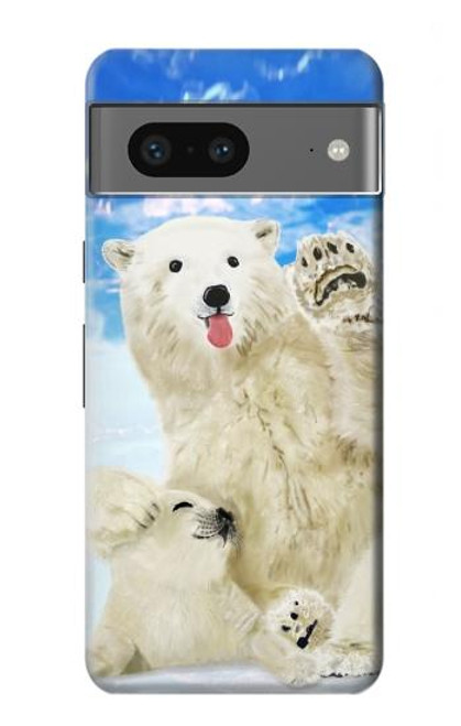 S3794 北極シロクマはシールに恋するペイント Arctic Polar Bear and Seal Paint Google Pixel 7a バックケース、フリップケース・カバー