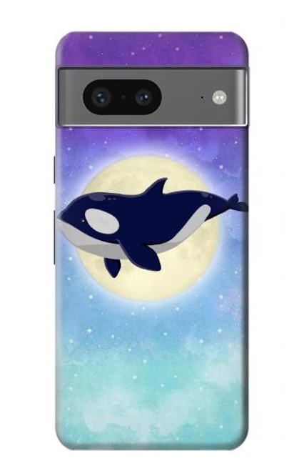 S3807 キラーホエールオルカ月パステルファンタジー Killer Whale Orca Moon Pastel Fantasy Google Pixel 7a バックケース、フリップケース・カバー