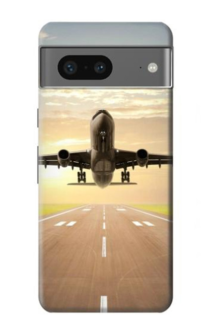 S3837 飛行機離陸日の出 Airplane Take off Sunrise Google Pixel 7a バックケース、フリップケース・カバー